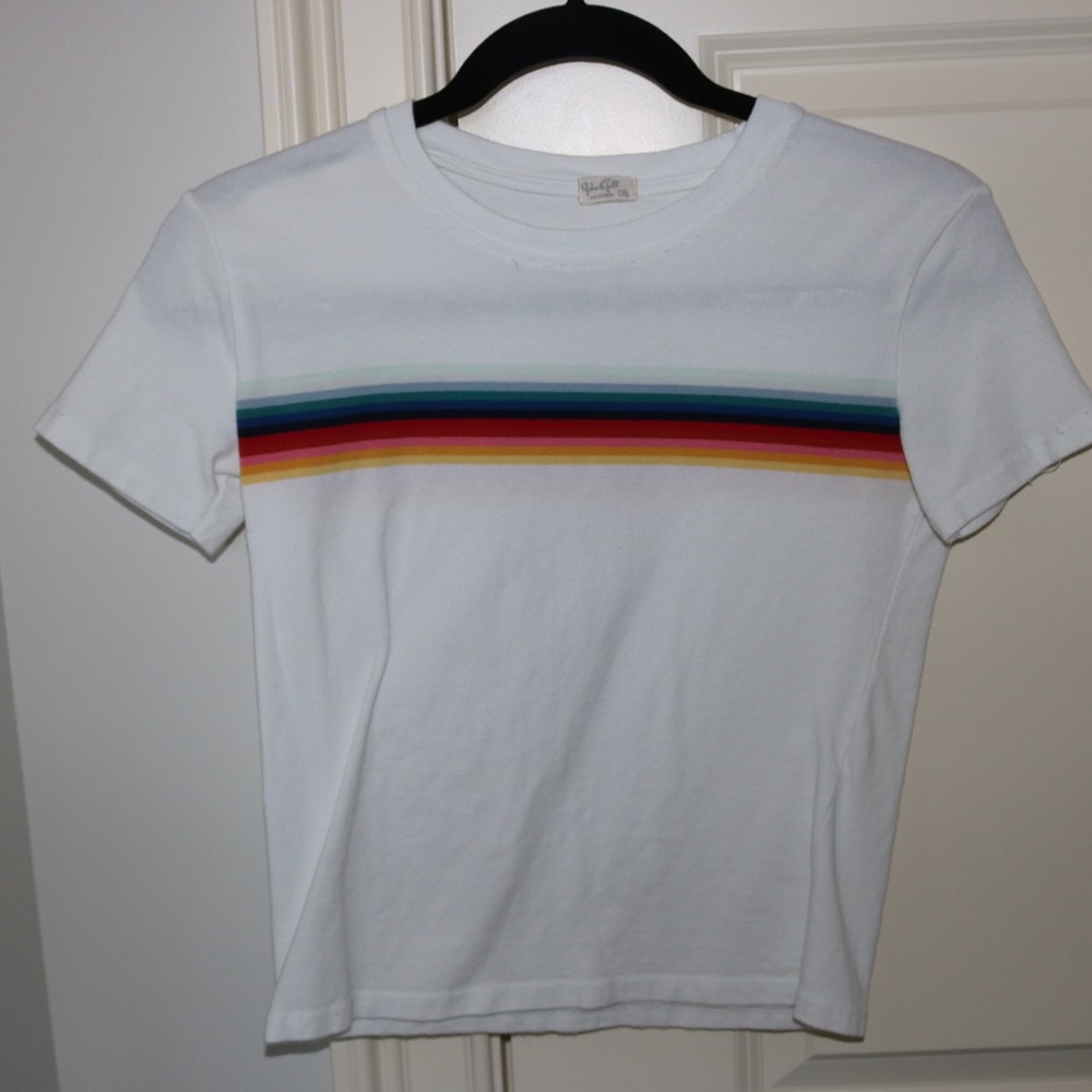 White rainbow brandy tee
